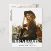 卒業する | はっきりしたタイポグラフィ卒業招待状 ポストカード (正面/裏面)