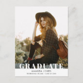 卒業する | はっきりしたタイポグラフィ卒業招待状 ポストカード (正面)