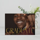 卒業する |ホイルプレス写真2023のお知らせ 箔招待状 (立ち正面)