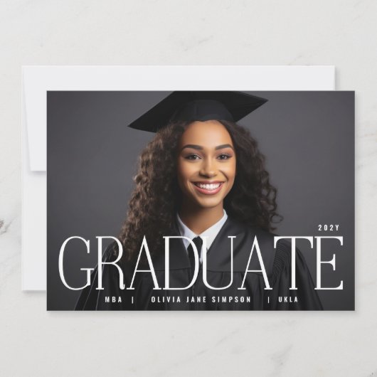 卒業する |ホワイトカレッモダンジの写真 案内状 (正面)