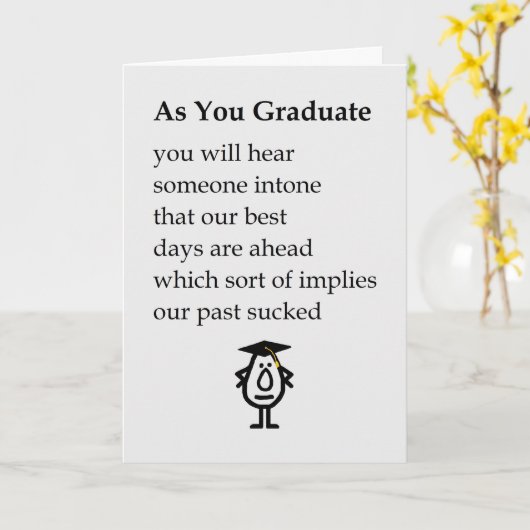 卒業と同時に大学卒業おめでとう詩 カード (黄色い花)