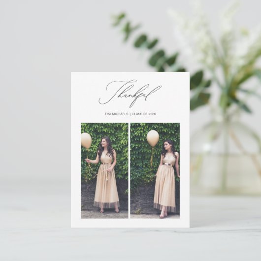 卒業に感謝の気持ち2枚ありがとう ポストカード (スタンド正面)