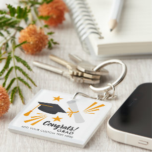 卒業のおめでとうの卒業生の帽子の免状はカスタムを主演します キーホルダー