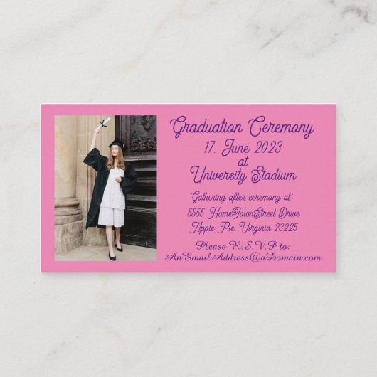 卒業のお知らせエンクロージャカード – 2 x 3.5 エンクロージャーカード (裏面)