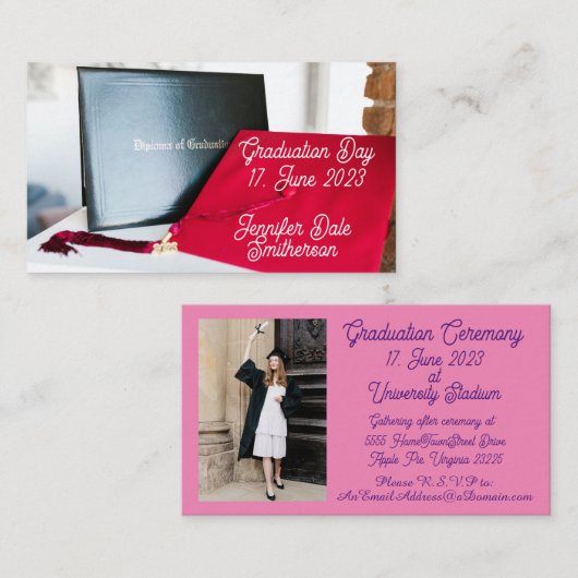 卒業のお知らせエンクロージャカード – 2 x 3.5 エンクロージャーカード (正面/裏面)