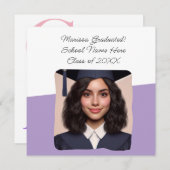 卒業のお知らせカスタム写真タイポグラフィー 招待状 (正面/裏面)