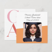 卒業のお知らせカスタム写真タイポグラフィー 招待状 (正面/裏面)