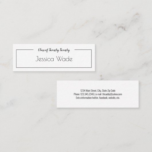 卒業のお知らせ名ミニマル刺 スキニー名刺 (正面/裏面)