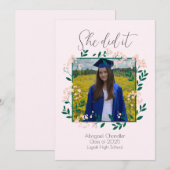 卒業のお知らせ！カスタマイズ可能 招待状 (正面/裏面)