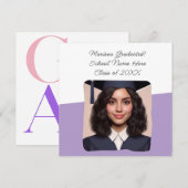 卒業のお知らせ カスタム写真 タイポグラフィー 招待状 (正面/裏面)