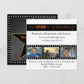 卒業のお知らせ　ハリウッドスター　オレンジ 招待状 (正面/裏面)