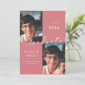 卒業のお知らせ モザイク - ピンク 招待状 (スタンド正面)