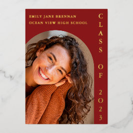 卒業のお知らせ　写真入りカード 箔招待状