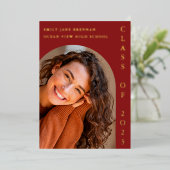 卒業のお知らせ　写真入りカード 箔招待状 (立ち正面)