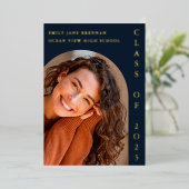 卒業のお知らせ　卒業写真カード 箔招待状 (立ち正面)