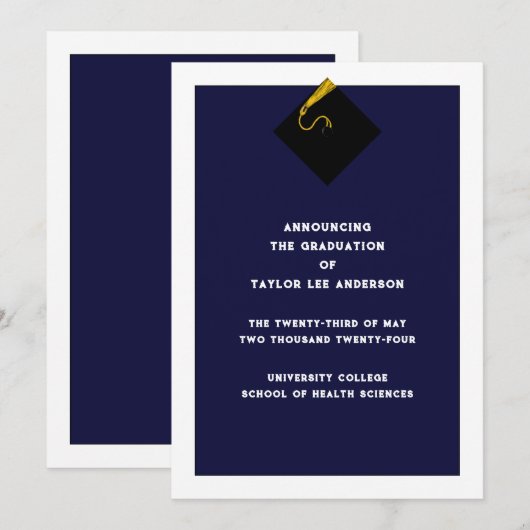 卒業のお知らせ 招待状 (正面/裏面)