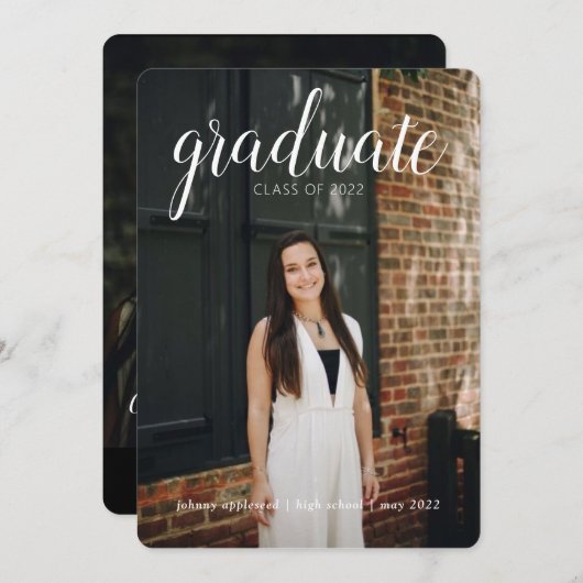 卒業のお知らせ 招待状 (正面/裏面)