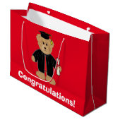 卒業のお祝いのテディー・ベア ラージペーパーバッグ (正面アングル)