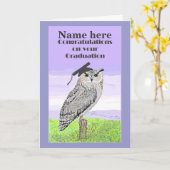 卒業のお祝いのフクロウカード カード (黄色い花)