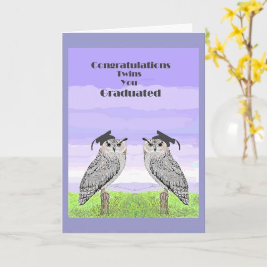 卒業のお祝いの双生児 カード (黄色い花)