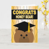 卒業のお祝いの蜂蜜くま/夫 カード (黄色い花)