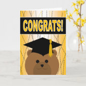 卒業のお祝い-かわいいくまの卒業生 カード (黄色い花)