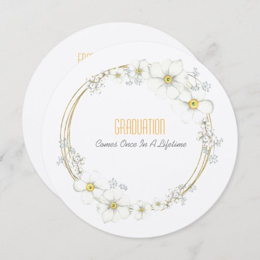 卒業のお茶の娘ホワイトフラムスとベリー 招待状 (正面/裏面)