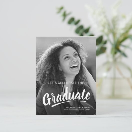 卒業のはっきりしたなブラシの原稿はパーティー2味方しました インビテーションポストカード (スタンド正面)