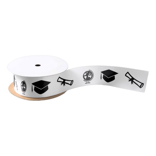 卒業のふさの免状の世界のギフト用包装紙 サテンリボン (リール)