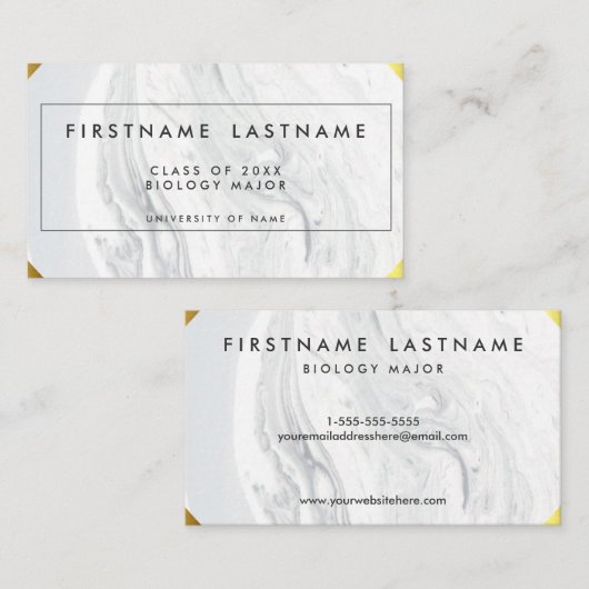 卒業のエレガントな大理石 コーリングカード (正面/裏面)