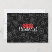 卒業のオープンハウスのレトロの渦巻のネオン赤い招待 招待状 (裏面)