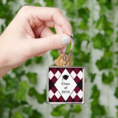 卒業のギフトのキーホルダーのプレッピーで黒く赤いアーガイル キーホルダー (手)