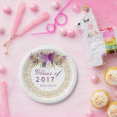 卒業のグリッターの水彩画の花の金ゴールドの紙吹雪 ペーパープレート (パーティー)