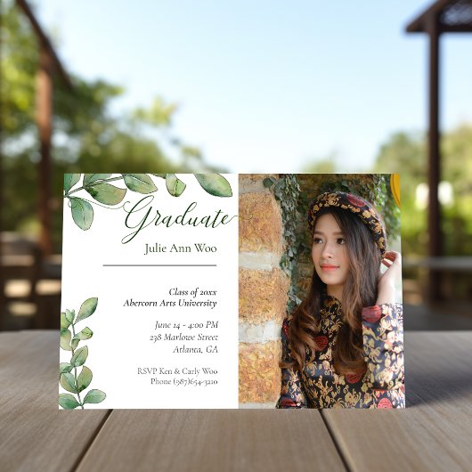 卒業のグリーンイメージ写真 案内状