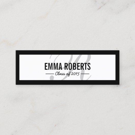 卒業のシンプルなボーダー原稿の名札の挿入物 コーリングカード (正面)