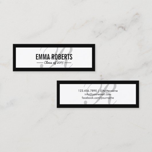 卒業のシンプルなボーダー原稿の名札の挿入物 コーリングカード (正面/裏面)