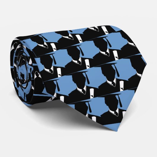 卒業のタイの帽子のガウン2の青 ネクタイ (ロール)