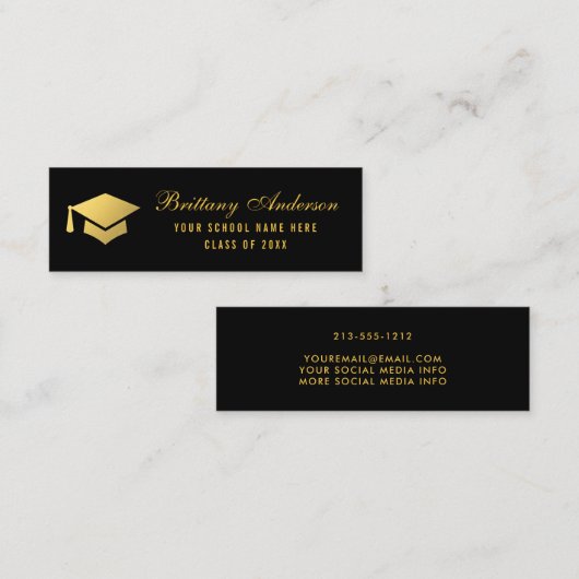 卒業のネットワーキングの金ゴールドの黒 コーリングカード (正面/裏面)