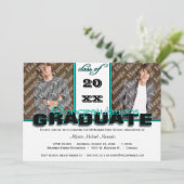 卒業のパーティの招待状のティール(緑がかった色)のクラス 招待状 (スタンド正面)