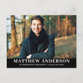 卒業のパーティの招待状の卒業生の写真Blk インビテーションポストカード (正面)