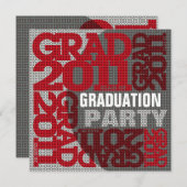 卒業のパーティの招待状2011の赤3 招待状 (正面/裏面)