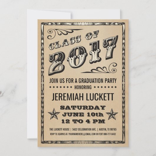 卒業のパーティの招待状|クラフトの写真 招待状 (正面)