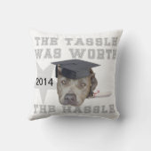 卒業のピットブル犬のMojoの枕 クッション (裏面)