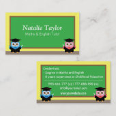 卒業のフクロウ、個人的な個人教師または先生 コーリングカード (正面/裏面)