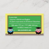 卒業のフクロウ、個人的な個人教師または先生 コーリングカード (裏面)