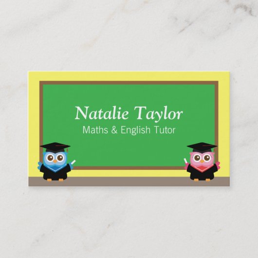 卒業のフクロウ、個人的な個人教師または先生 コーリングカード (正面)