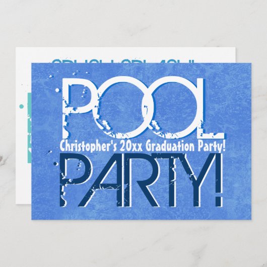 卒業のプールを囲んでのパーティの年のクラス 招待状 (正面/裏面)