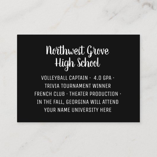 卒業のモダンではっきりしたな写真|の卒業生の名前の原稿 名刺 (裏面)