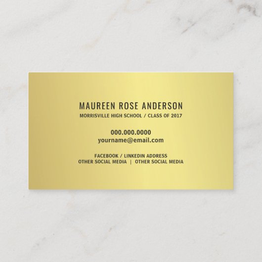卒業の一流の卒業生の写真のフェイクな金ゴールドホイルカード コーリングカード (裏面)
