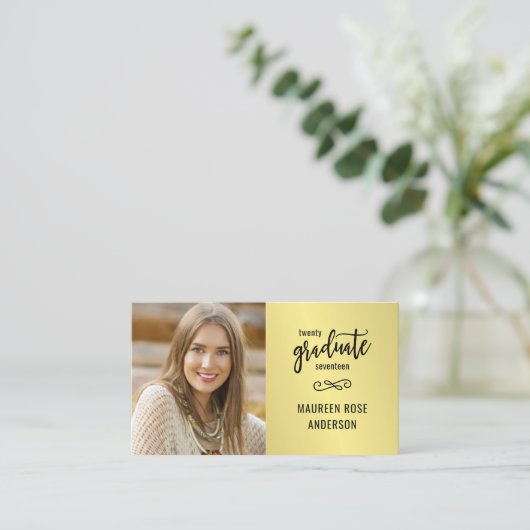 卒業の一流の卒業生の写真のフェイクな金ゴールドホイルカード コーリングカード (スタンド正面)